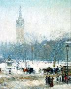 Childe Hassam Snowstorm, Madison Square oil